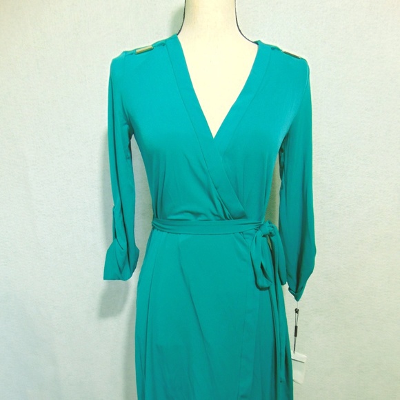 calvin klein green wrap dress
